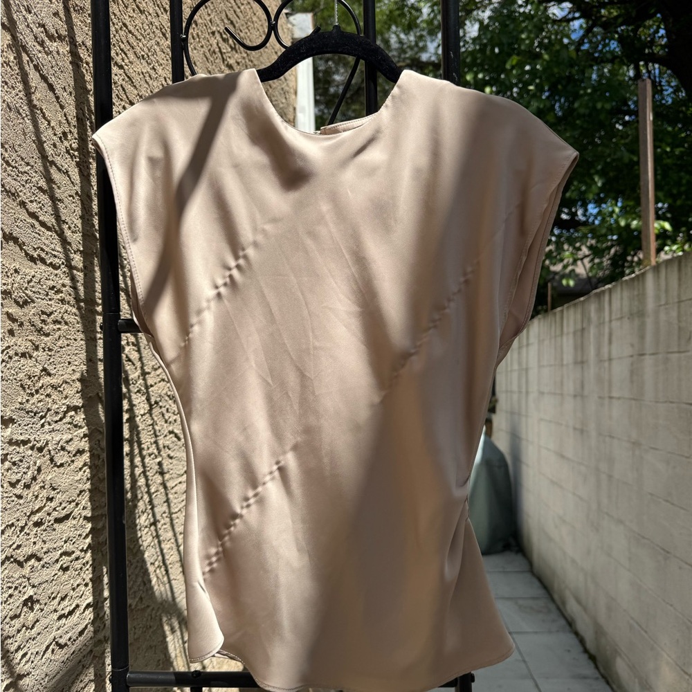 Zara Cream Asymmetrical Muscle Tee